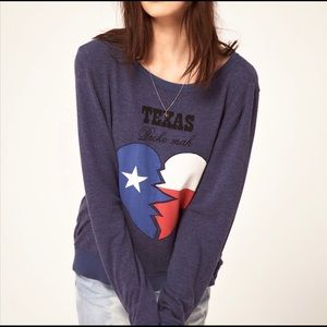 Wildfox Texas Broke Mah Heart Baggy Beach Jumper in Navy Blue Size Medium